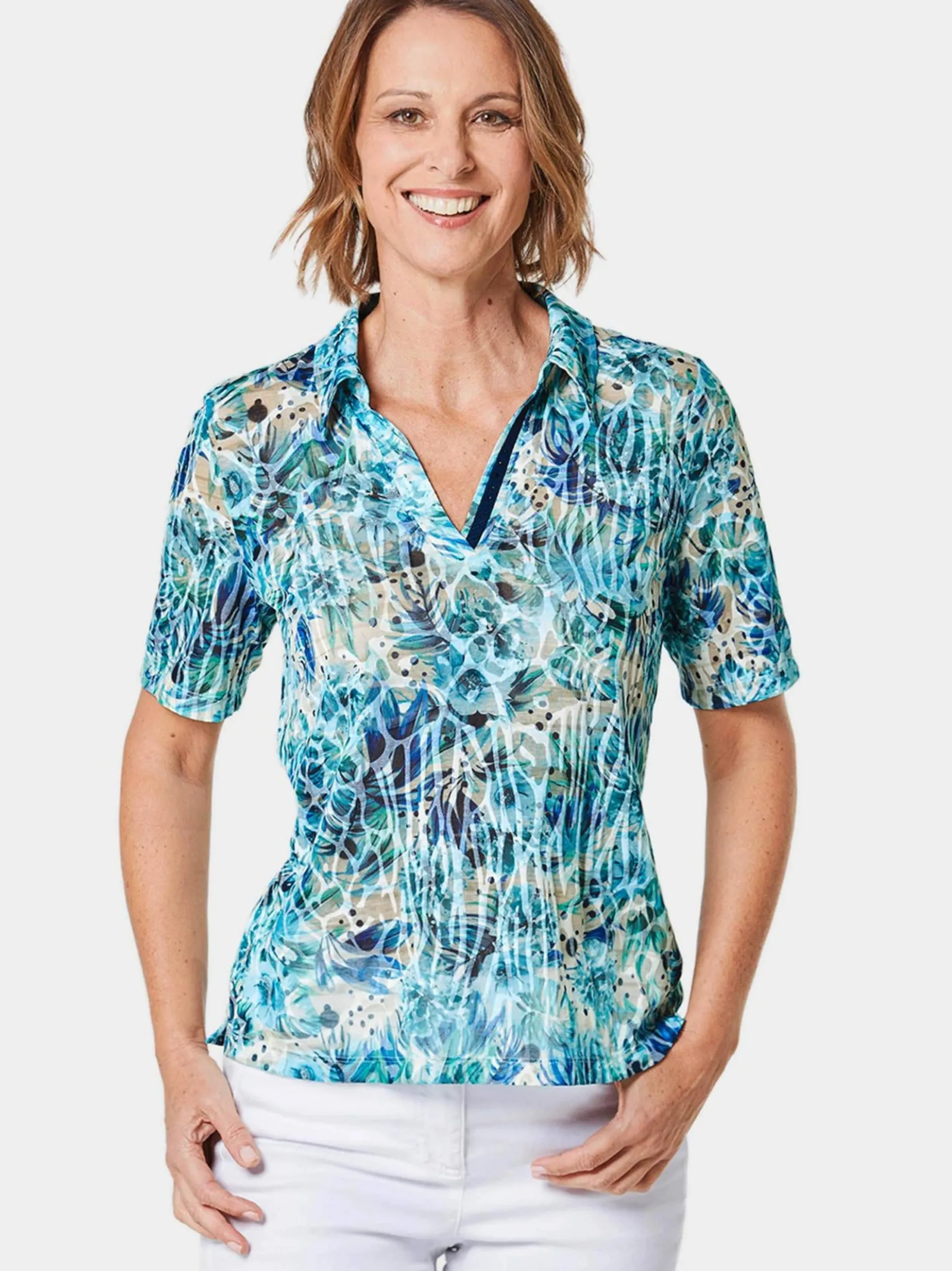 Goldner Damen Poloshirts in marine - Ärmel: Halbarm