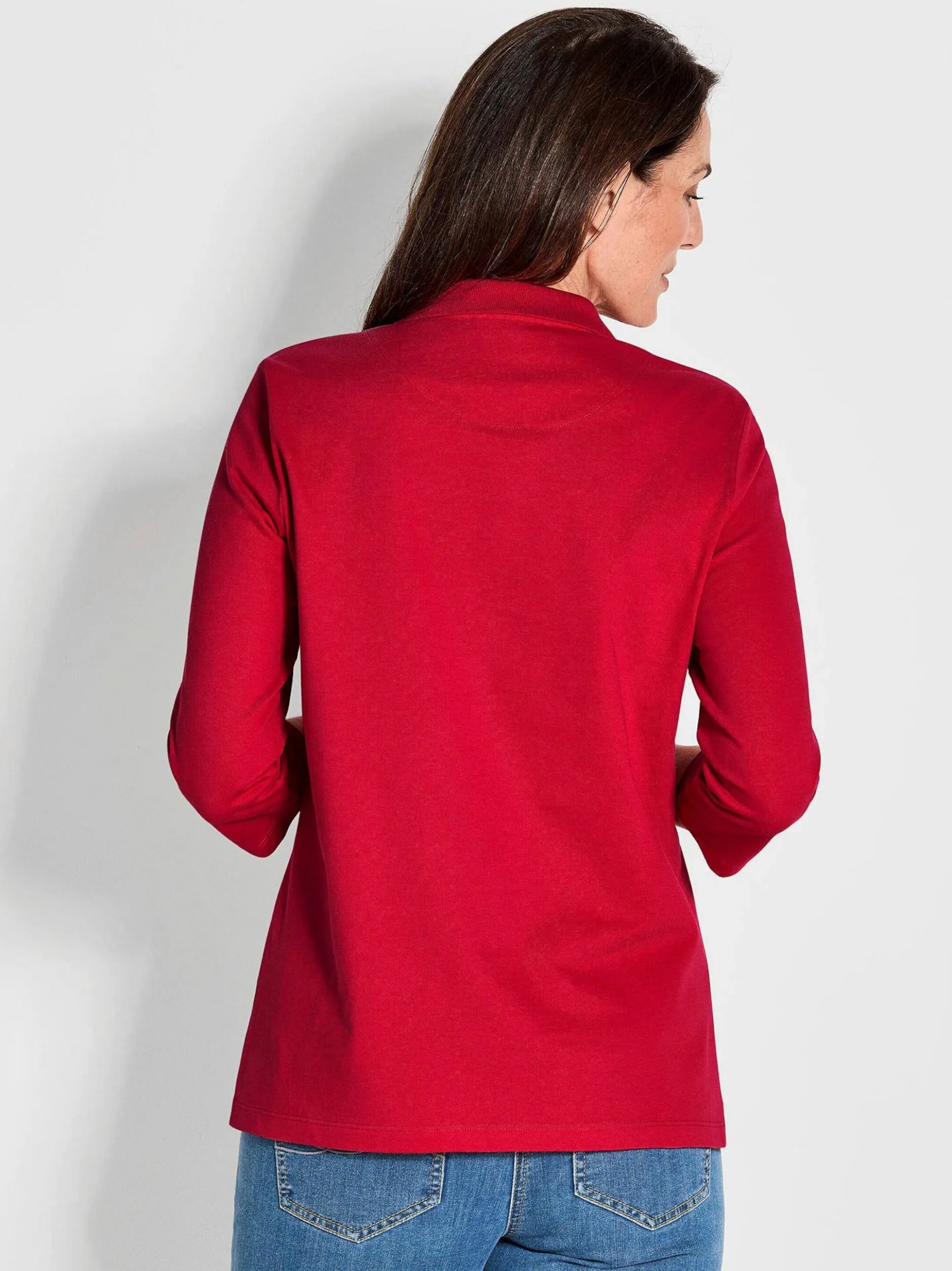 Goldner Damen Poloshirts in rot - Ausschnitt: Polokragen