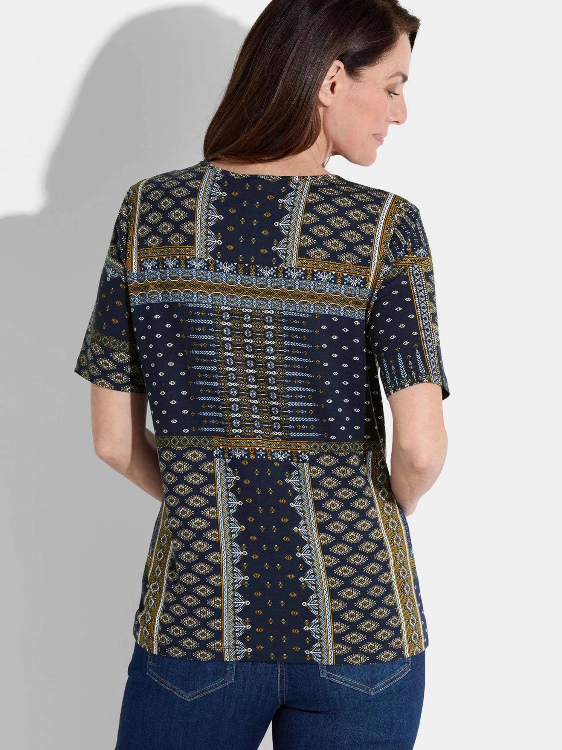 Goldner Damen Print Shirt in marine - Ärmel: Halbarm