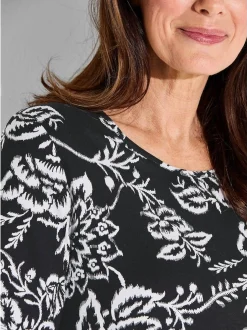 Goldner Damen Print Shirt in schwarz - Ärmel: Halbarm