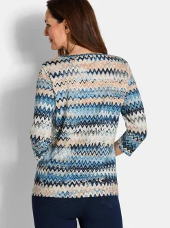 Goldner Damen Print Shirts in blau - Ausschnitt: U-Boot
