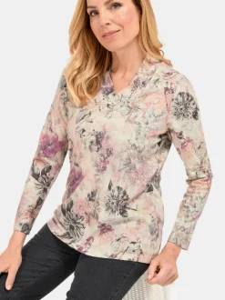 Goldner Damen Print Shirts in lila mehrfarbig