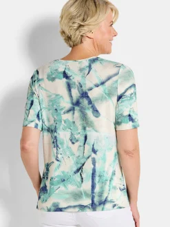Goldner Damen Print Shirts in türkis - Ärmel: Halbarm