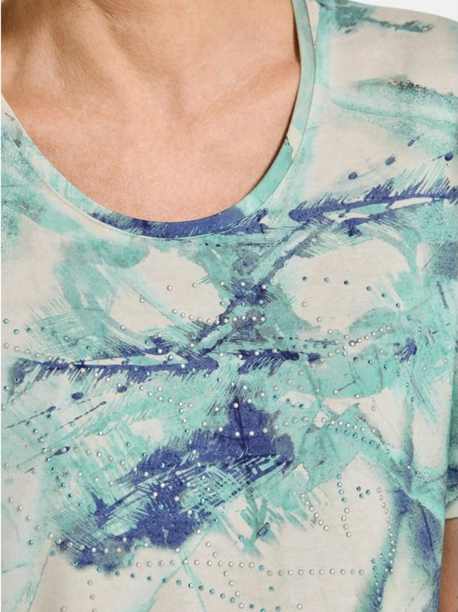 Goldner Damen Print Shirts in türkis - Ärmel: Halbarm