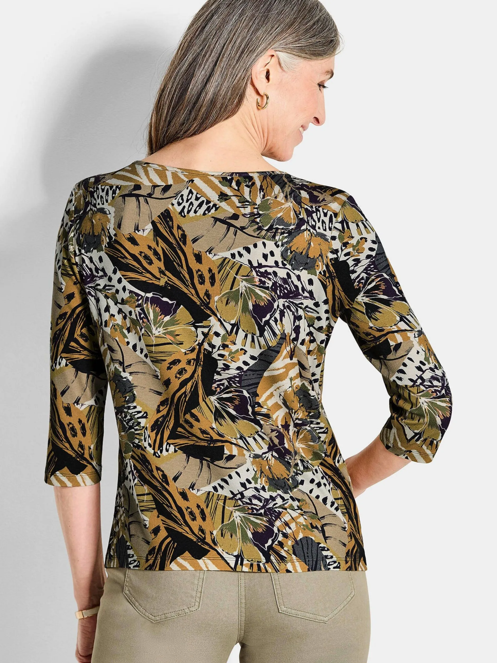 Goldner Damen Print Shirts in gelb - Ärmel: 3/4 Arm