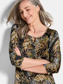 Goldner Damen Print Shirts in gelb - Ärmel: 3/4 Arm