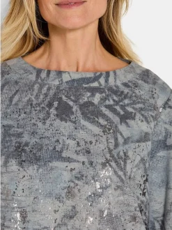 Goldner Damen Print Shirts in grau - Ausschnitt: U-Boot