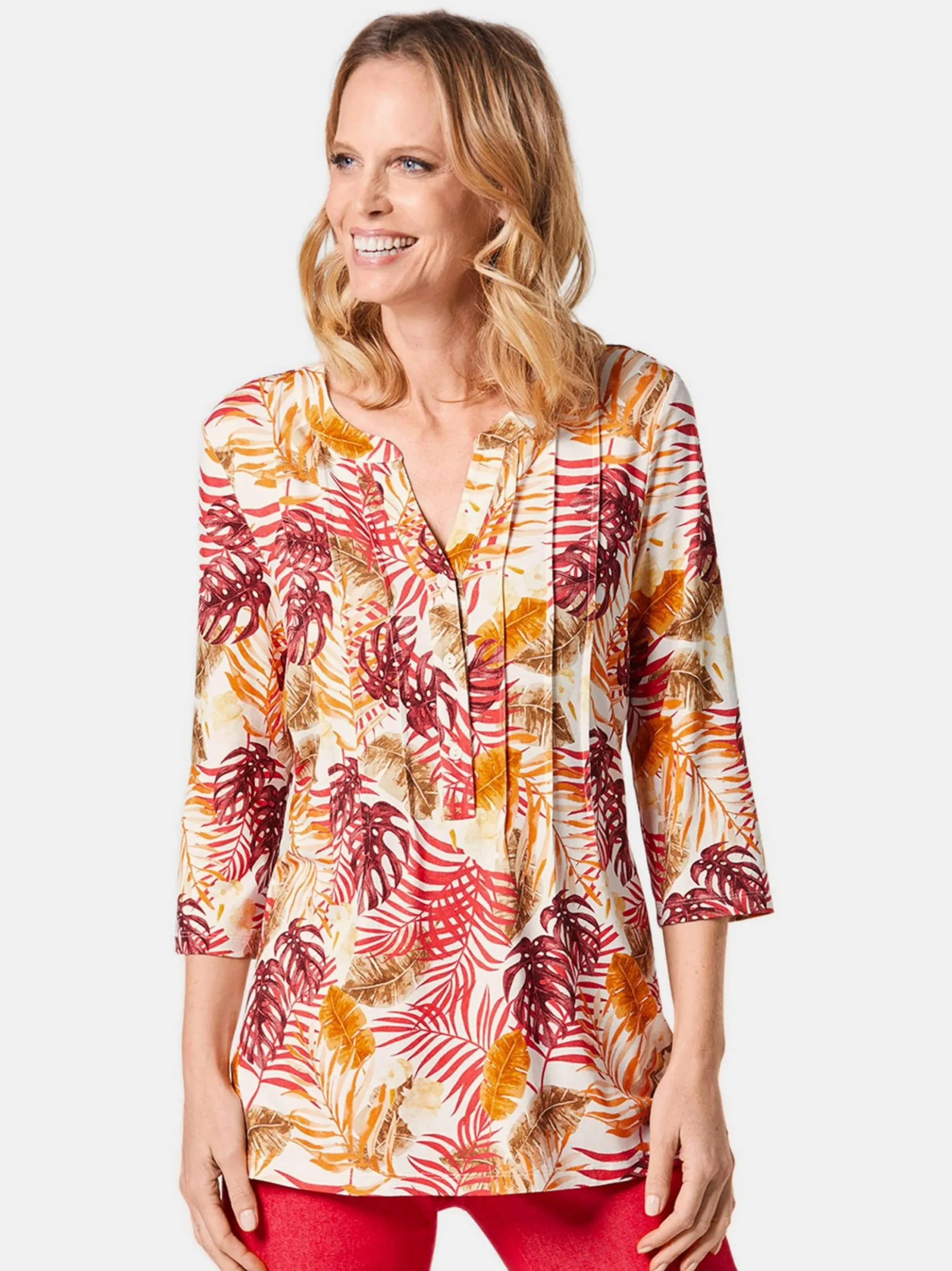 Goldner Damen Print Shirts in orange - Ärmel: 3/4 Arm