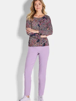 Goldner Damen Print Shirts in schwarz mehrfarbig