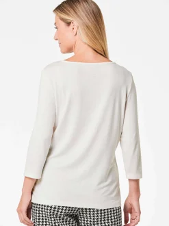 Goldner Damen Print Shirts in weiß - Ausschnitt: U-Boot