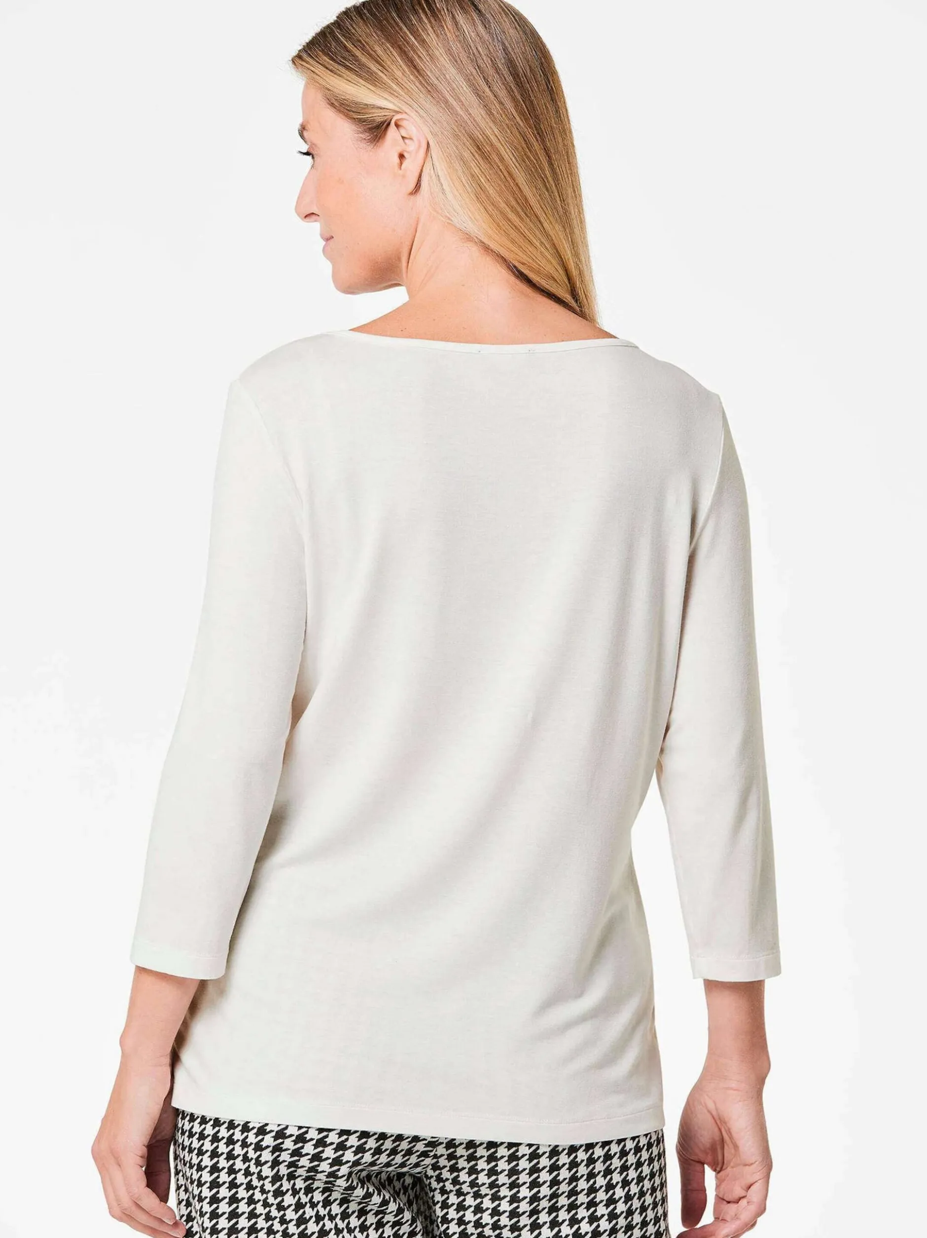 Goldner Damen Print Shirts in weiß - Ausschnitt: U-Boot