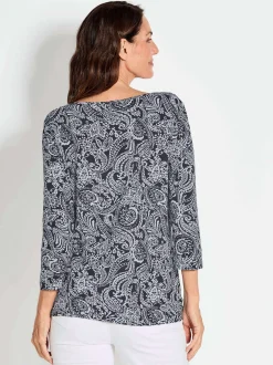 Goldner Damen Print Shirts in schwarz - Ärmel: 3/4 Arm
