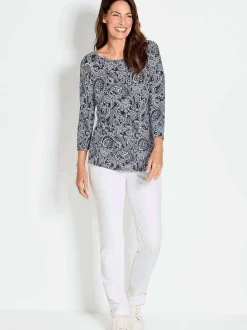 Goldner Damen Print Shirts in schwarz - Ärmel: 3/4 Arm