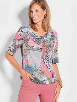 Goldner Damen Print Shirts in koralle - Ärmel: Halbarm