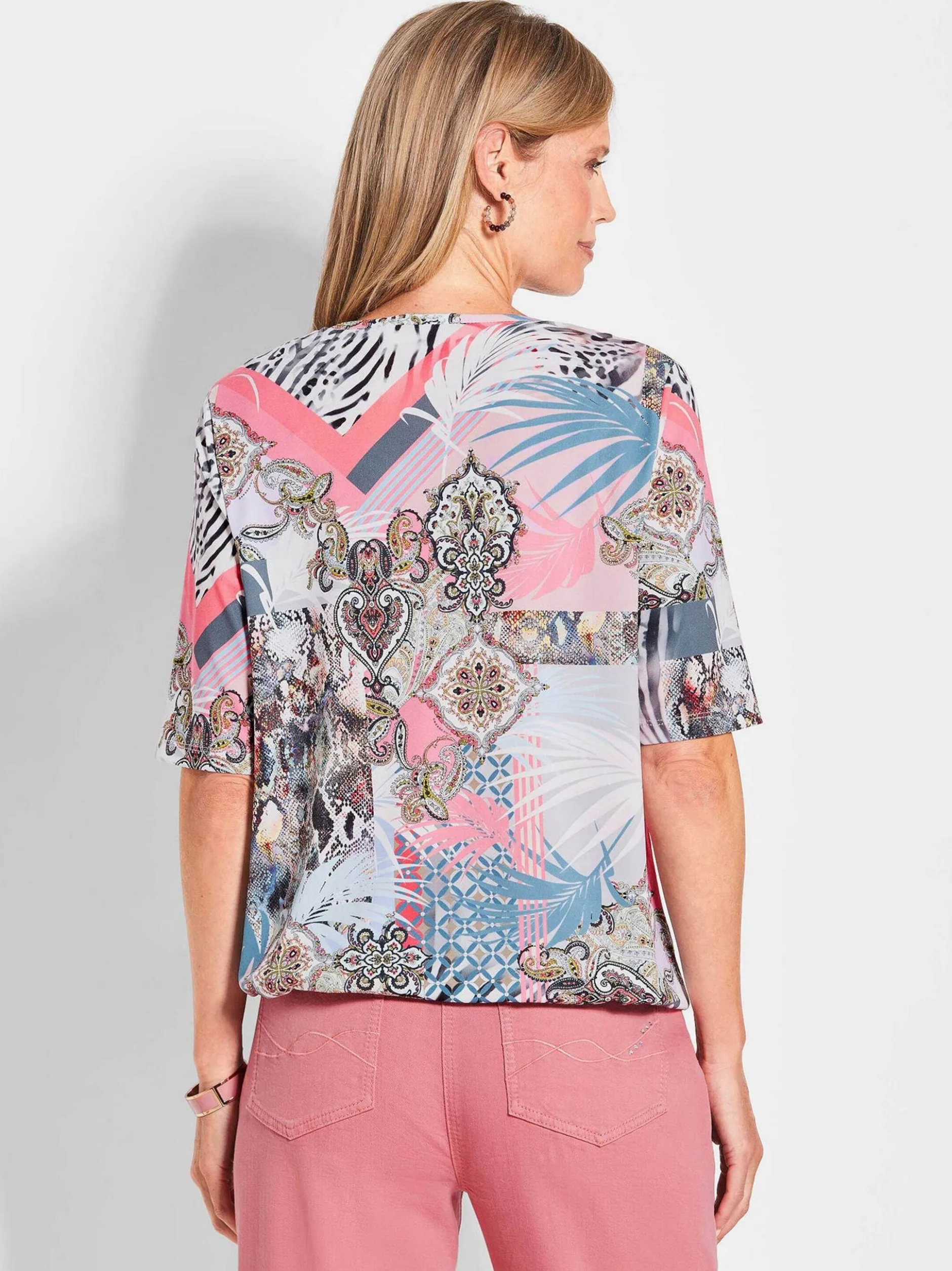 Goldner Damen Print Shirts in koralle - Ärmel: Halbarm