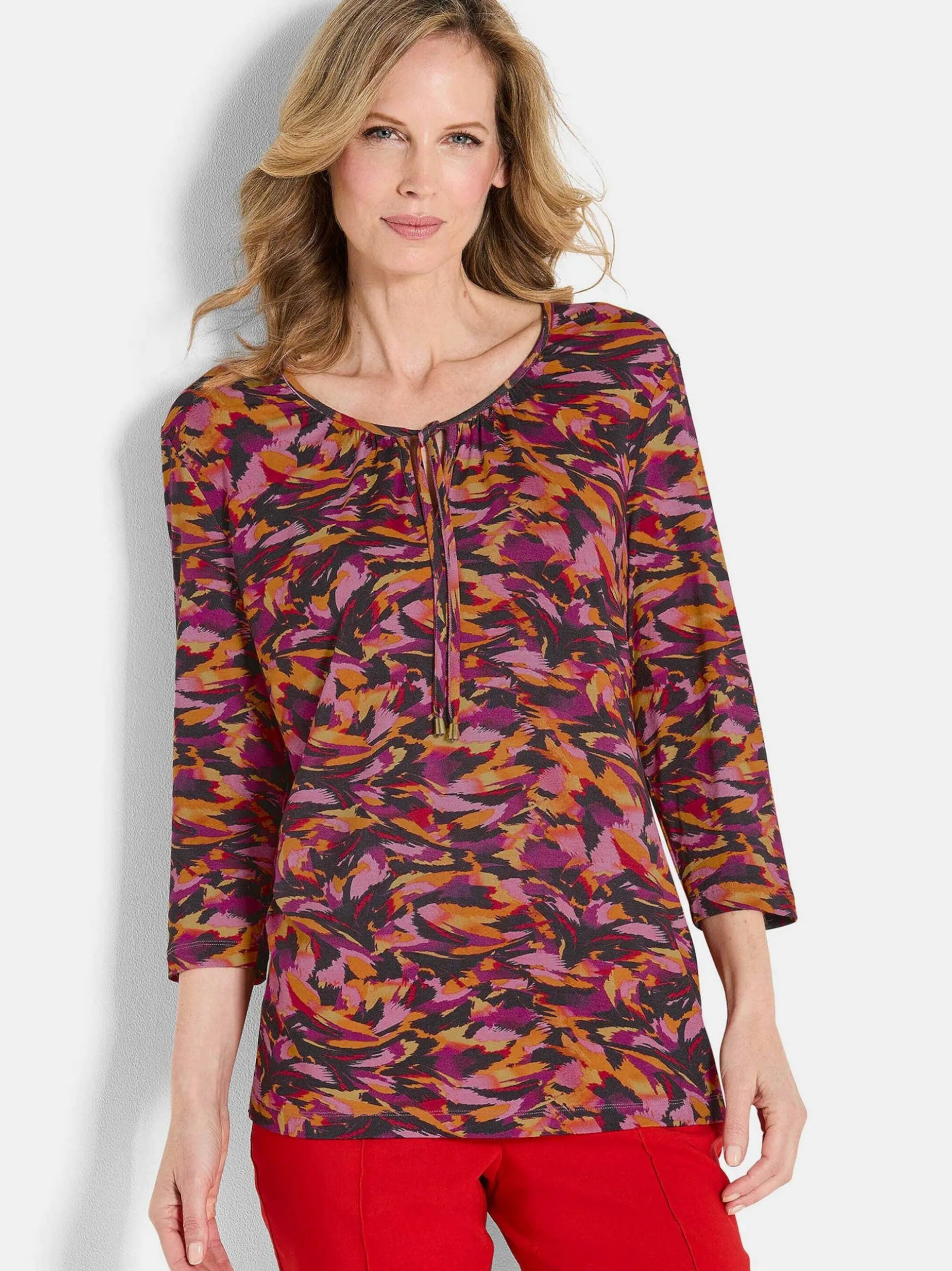 Goldner Damen Print Shirts in rot - Ärmel: 3/4 Arm