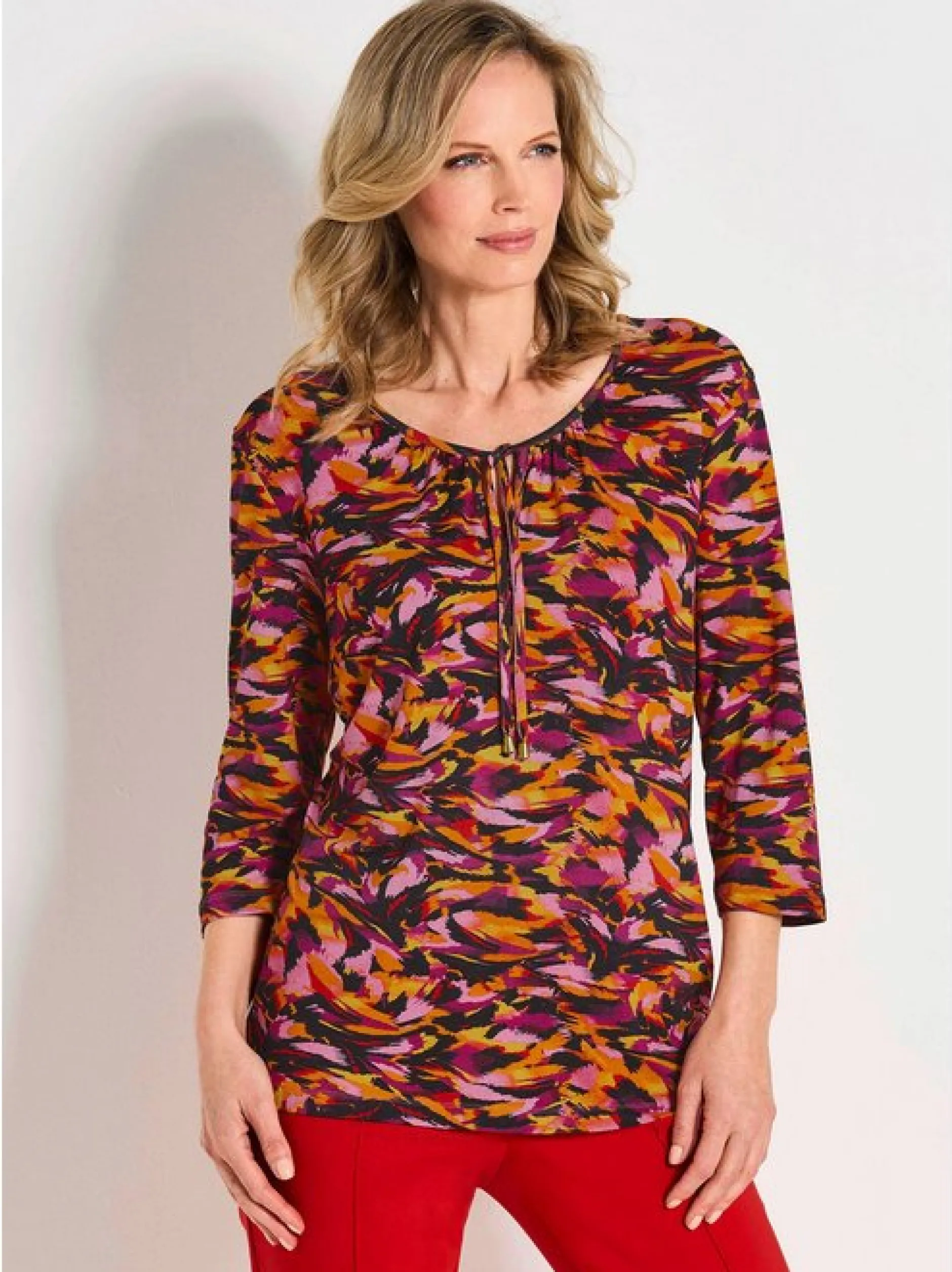 Goldner Damen Print Shirts in rot - Ärmel: 3/4 Arm