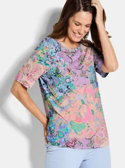 Goldner Damen Print Shirts - Kurzgröße in mehrfarbig