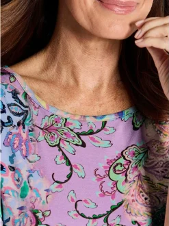Goldner Damen Print Shirts - Kurzgröße in mehrfarbig