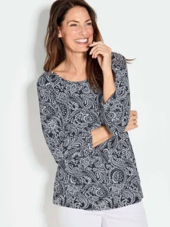 Goldner Damen Print Shirts - Kurzgröße in schwarz