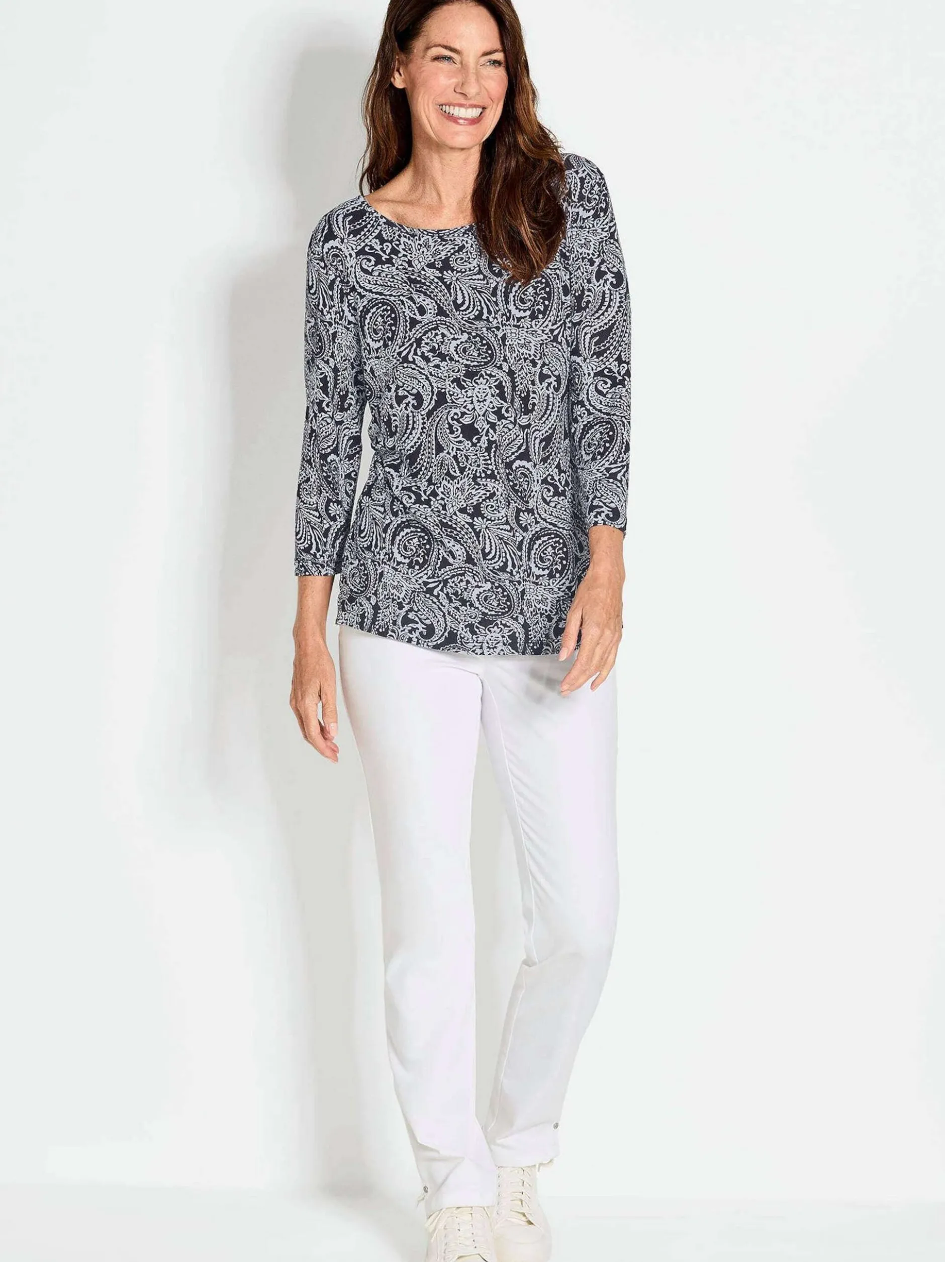 Goldner Damen Print Shirts - Kurzgröße in schwarz