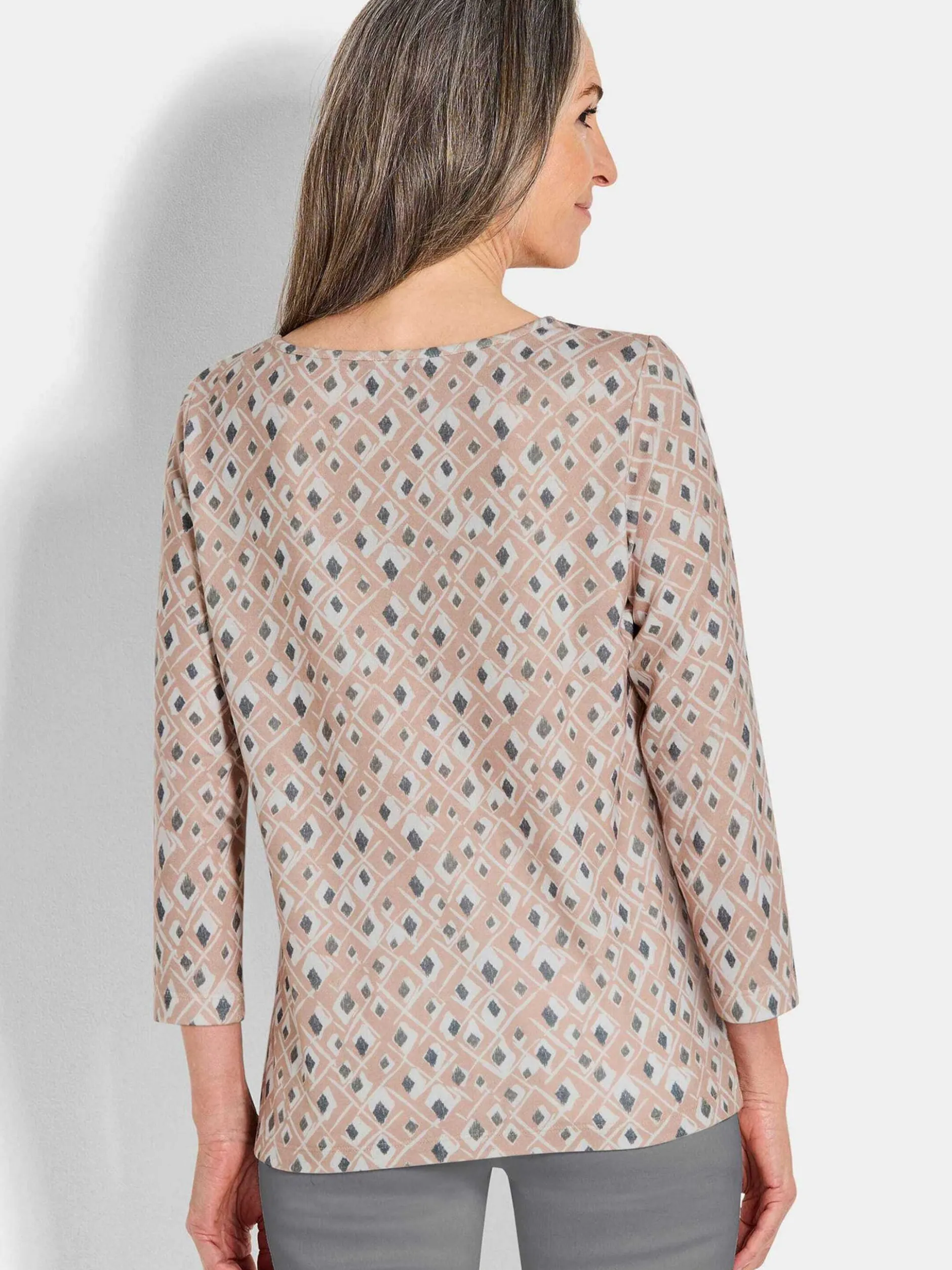 Goldner Damen Print Shirts - Kurzgröße in beige