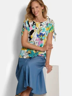 Goldner Damen Print Shirts - Kurzgröße in mehrfarbig
