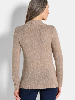 Goldner Damen Pullover in beige - Ausschnitt: Stehkragen