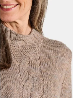 Goldner Damen Pullover in beige - Ausschnitt: Stehkragen