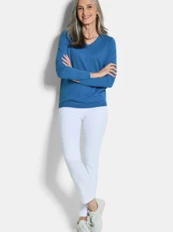 Goldner Damen Pullover in blau - Ärmel: langarm