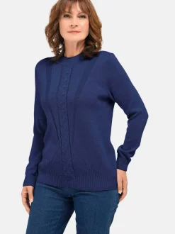 Goldner Damen Pullover in blau - Ausschnitt: Stehkragen