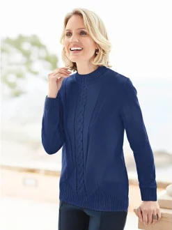 Goldner Damen Pullover in blau - Ausschnitt: Stehkragen