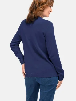 Goldner Damen Pullover in blau - Ausschnitt: Stehkragen