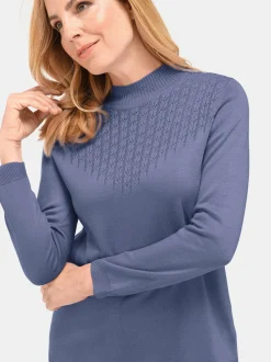 Goldner Damen Pullover in blau - Ausschnitt: Stehkragen