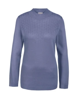 Goldner Damen Pullover in blau - Ausschnitt: Stehkragen
