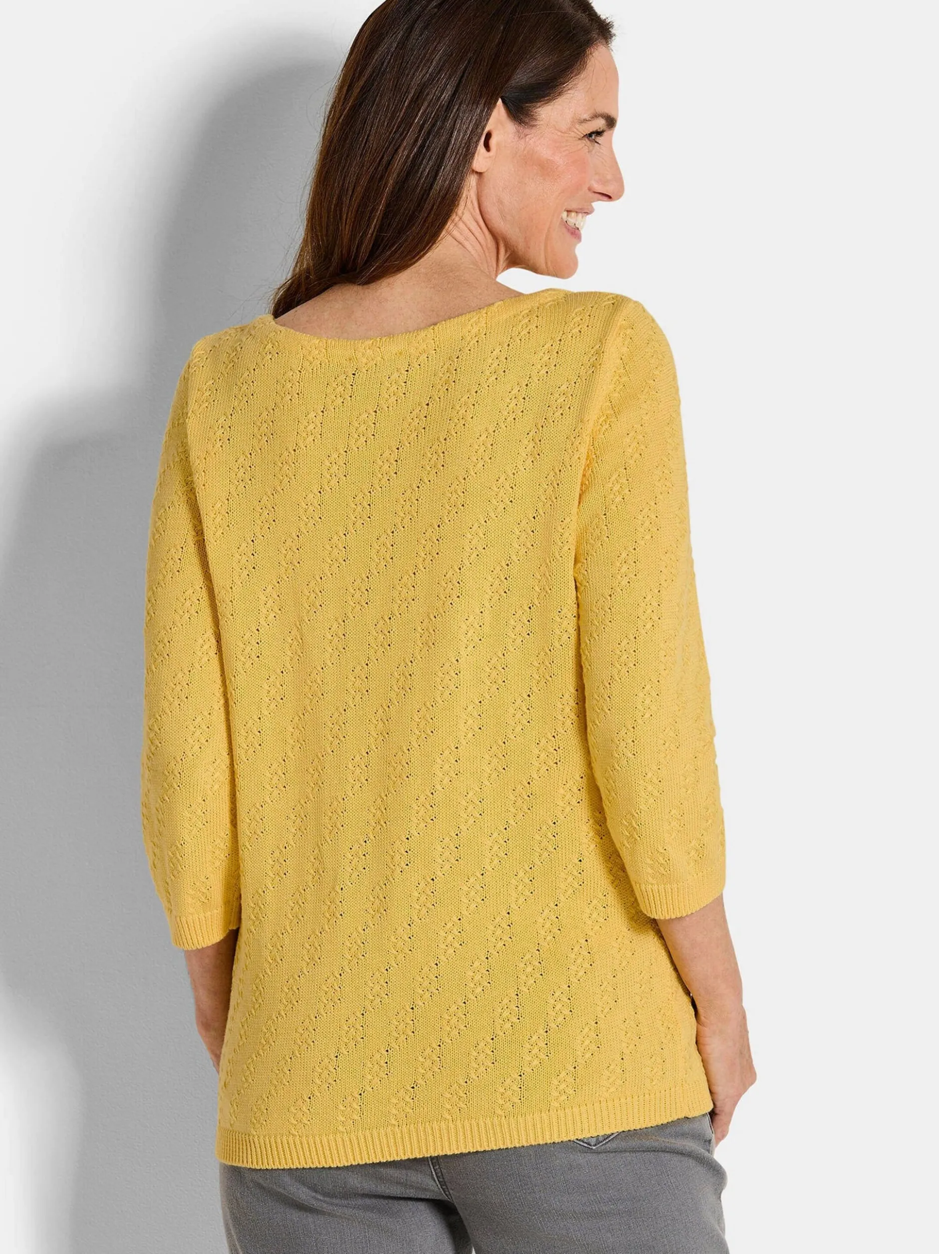 Goldner Damen Pullover in gelb - Ausschnitt: U-Boot