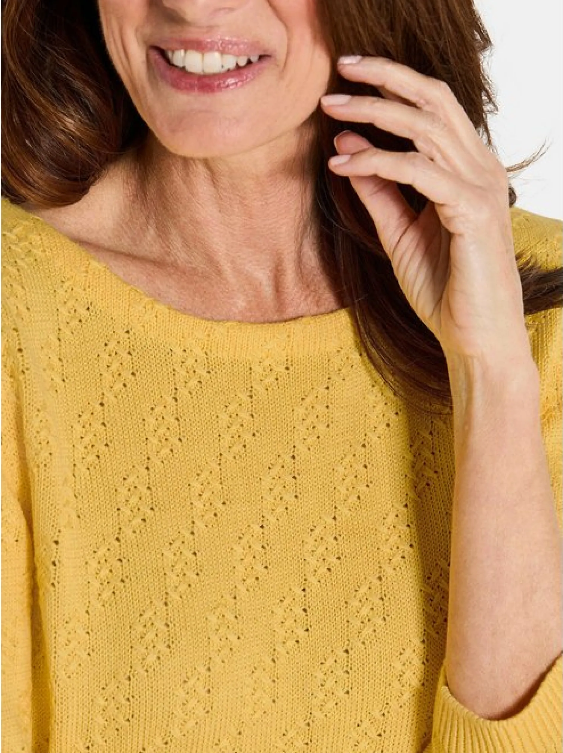 Goldner Damen Pullover in gelb - Ausschnitt: U-Boot