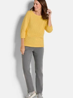 Goldner Damen Pullover in gelb - Ausschnitt: U-Boot