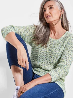 Goldner Damen Pullover in gelb mehrfarbig