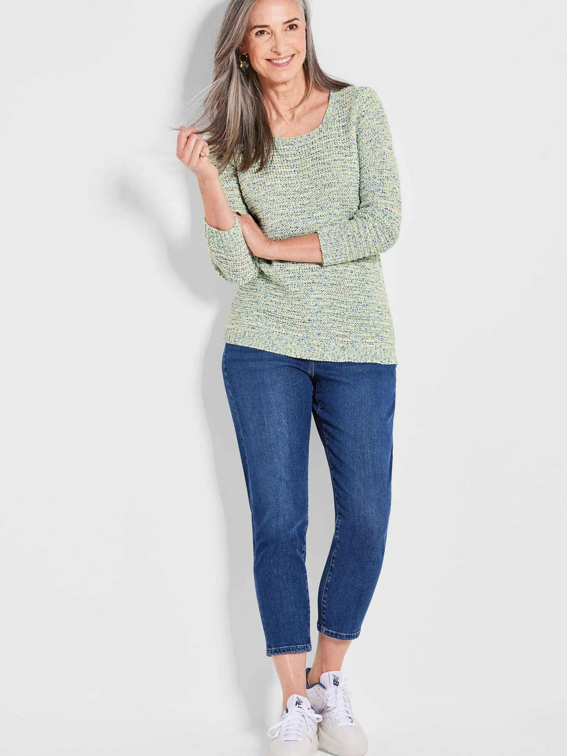 Goldner Damen Pullover in gelb mehrfarbig