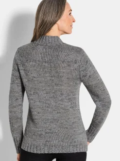Goldner Damen Pullover in grau - Ausschnitt: Stehkragen