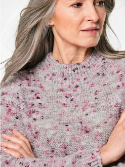 Goldner Damen Pullover in grau - Ausschnitt: Stehkragen