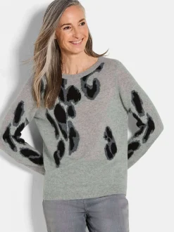 Goldner Damen Pullover in grau - Ausschnitt: U-Boot
