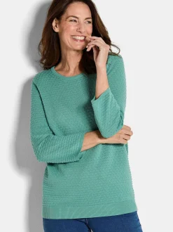 Goldner Damen Pullover in grün - Ausschnitt: Rundhals