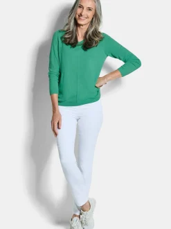 Goldner Damen Pullover in grün - Ärmel: langarm