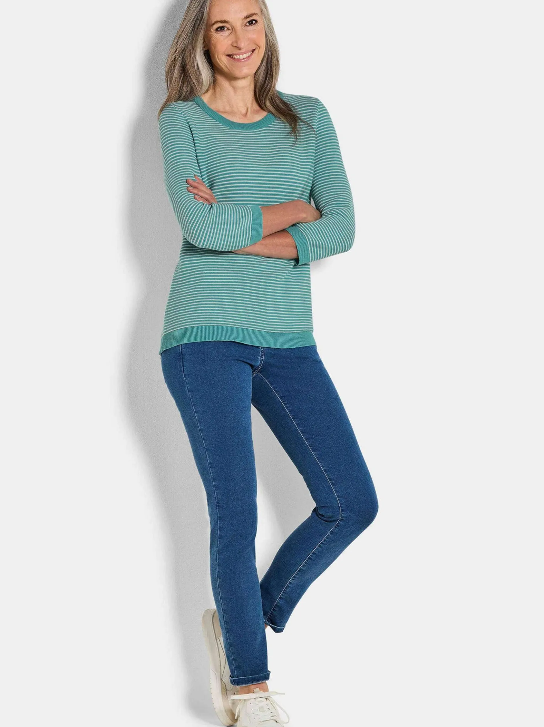 Goldner Damen Pullover in grün - Ausschnitt: Rundhals