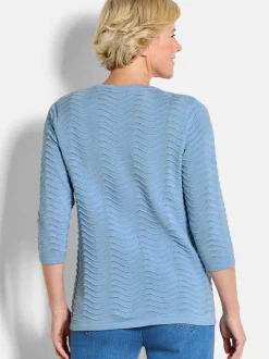Goldner Damen Pullover in hellblau - Ausschnitt: U-Boot