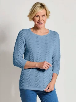 Goldner Damen Pullover in hellblau - Ausschnitt: U-Boot