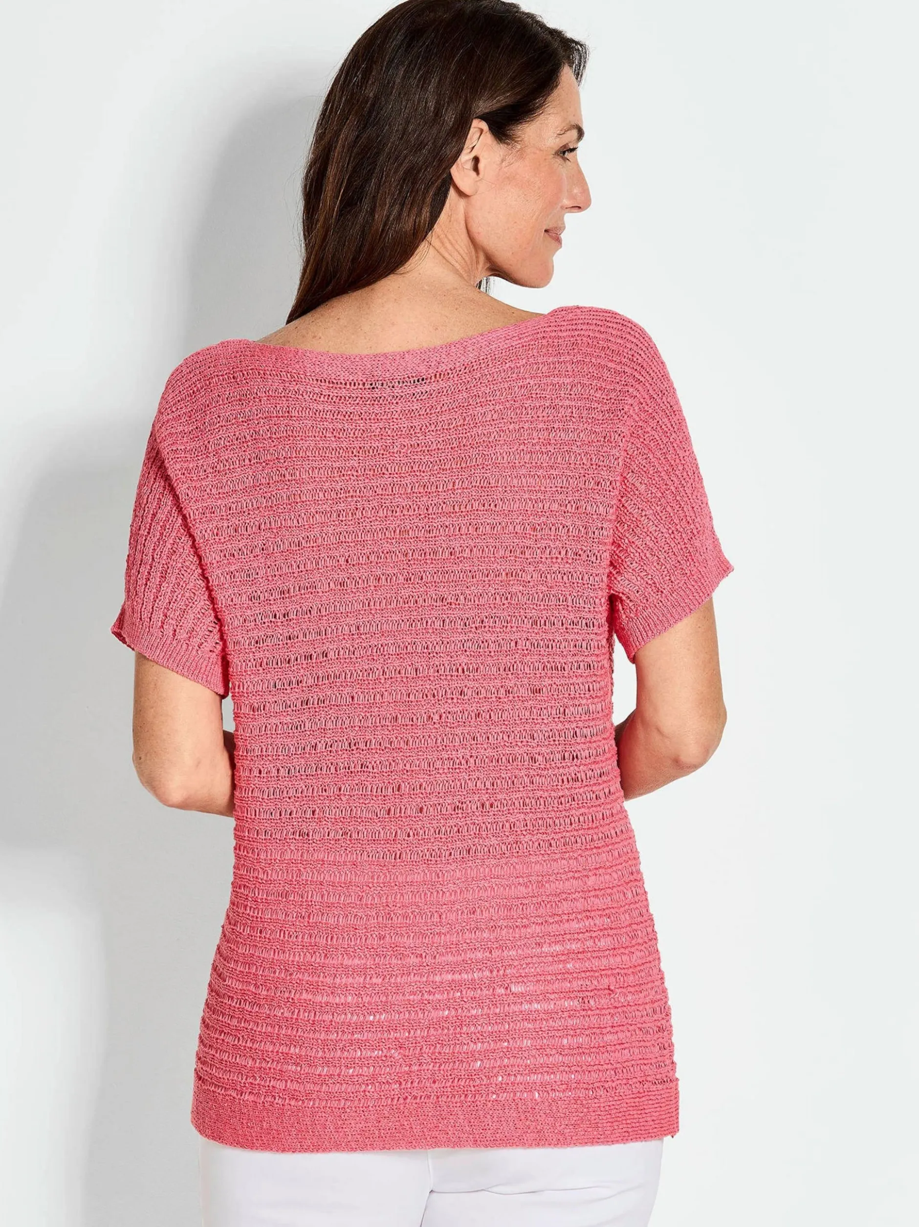Goldner Damen Pullover in koralle - Ausschnitt: U-Boot
