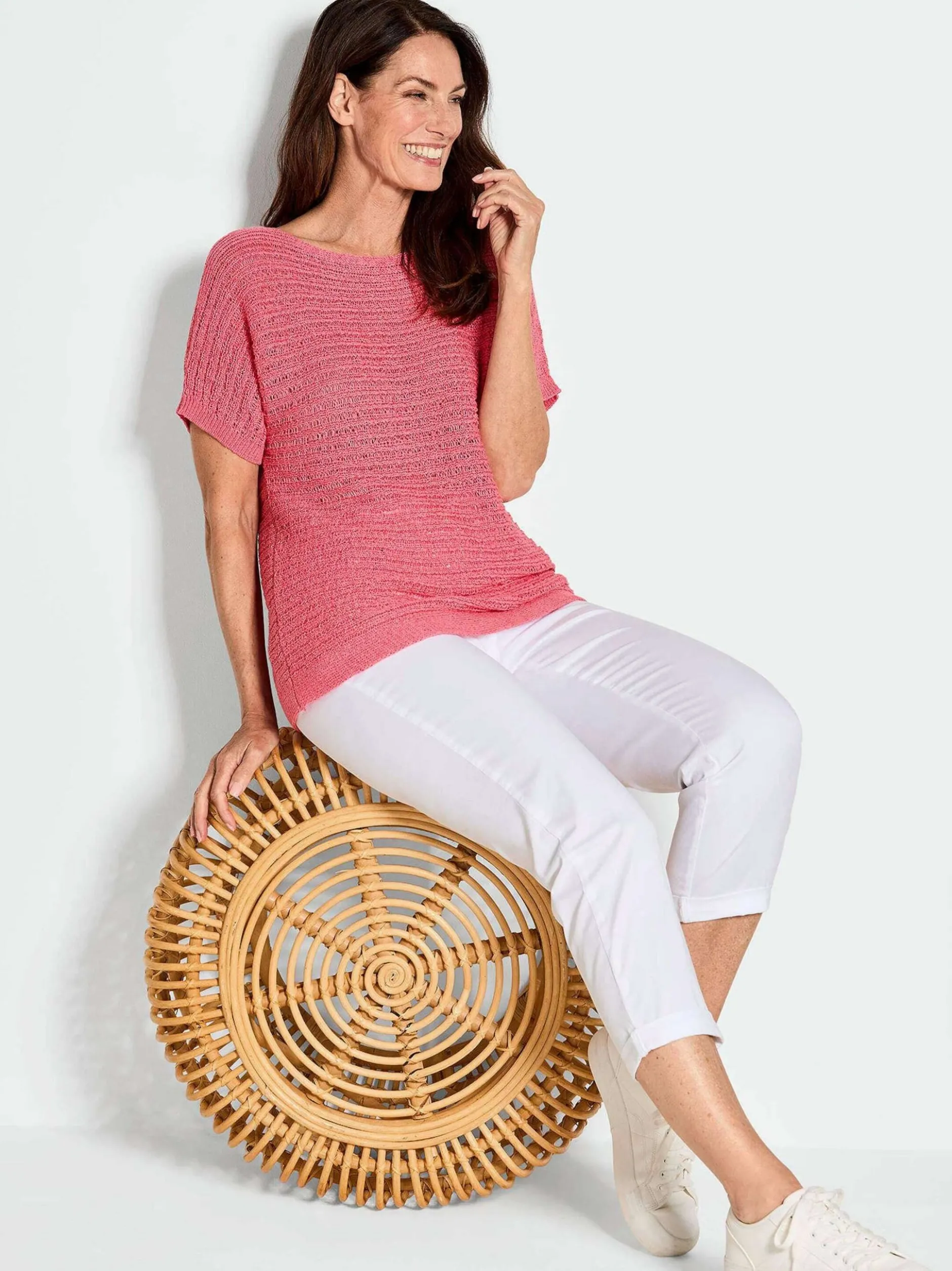 Goldner Damen Pullover in koralle - Ausschnitt: U-Boot